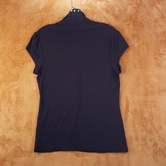 CARMEN MARC VALVO Womens Top Medium Black Pullover Studded VNeck Stretch Rayon - Picture 3 of 6